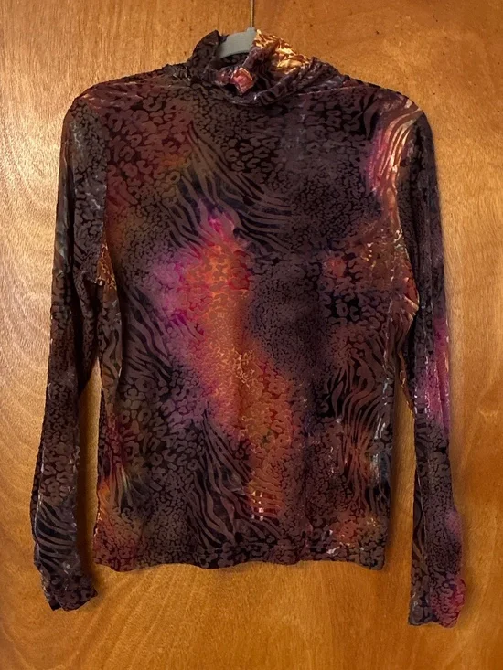 Sno Skins Sheer Turtleneck Top And Scarf NWOT Multi Color - Picture 2 of 4